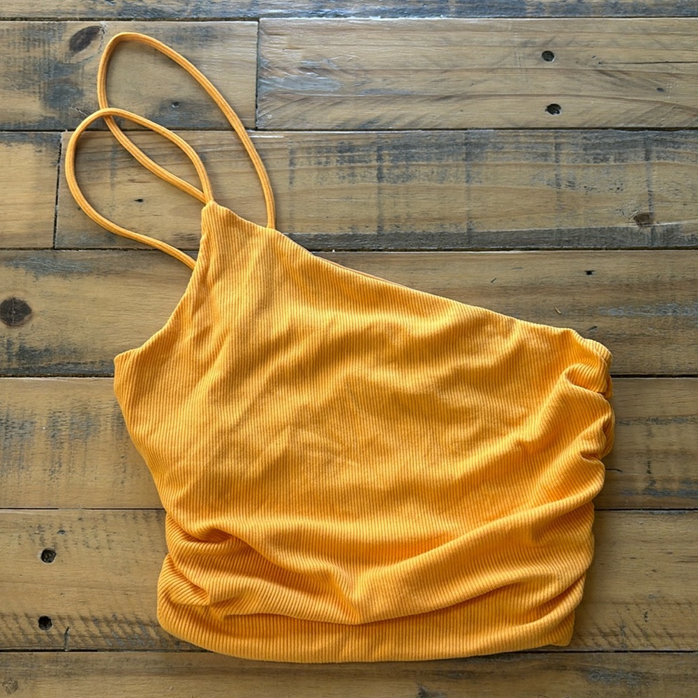Princess Polly orange crop one shoulder shirt